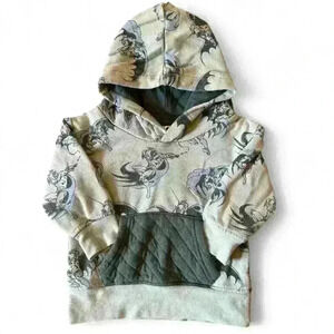Batman sz 18mo blue vintage style hoodie sweatshirt w/ quilted kangaroo pocket
